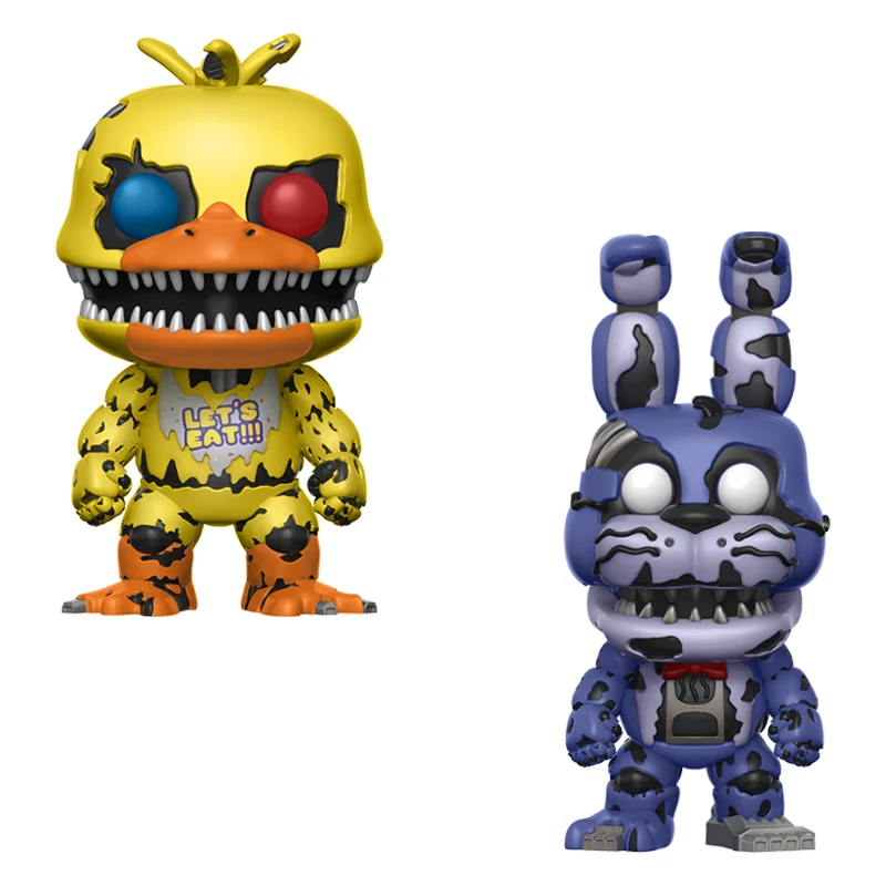 2PCS 2 шт./компл. Five Nights At Freddy's» «пять ночей у Фредди» Игрушки FNAF ПВХ фигурки Куклы Бонни и Чика Фокси» из мультфильма для мальчика, с принтом Фредди 5 Fazbear кукол с принтом "Кошмар медведь - Цвет: 2PCS