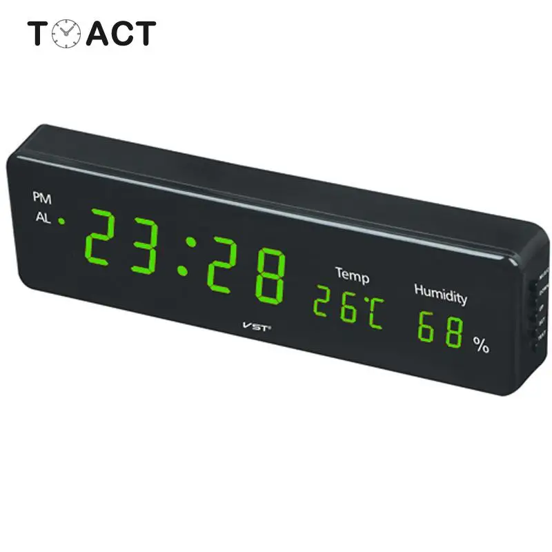 Светодиодный цифровой будильник с температурой часы влажностью большой