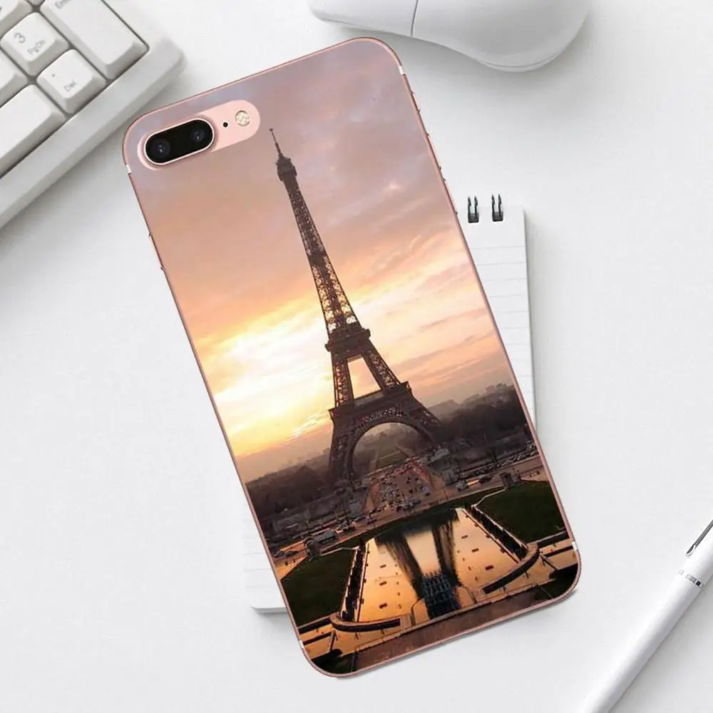 Мягкие ТПУ чехлы кожа Париж Франция Эйфелева башня для iPhone 4 4S 5 5C SE 6 6S 7 8 Plus X XS Max XR
