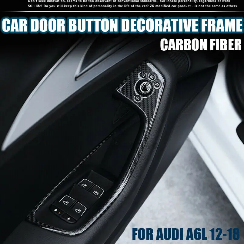 

FOR AUDI A6L 12-18 CARBON FIBER CAR DOOR WINDOW LIFT BUTTON DECORATIVE FRAME 4PC