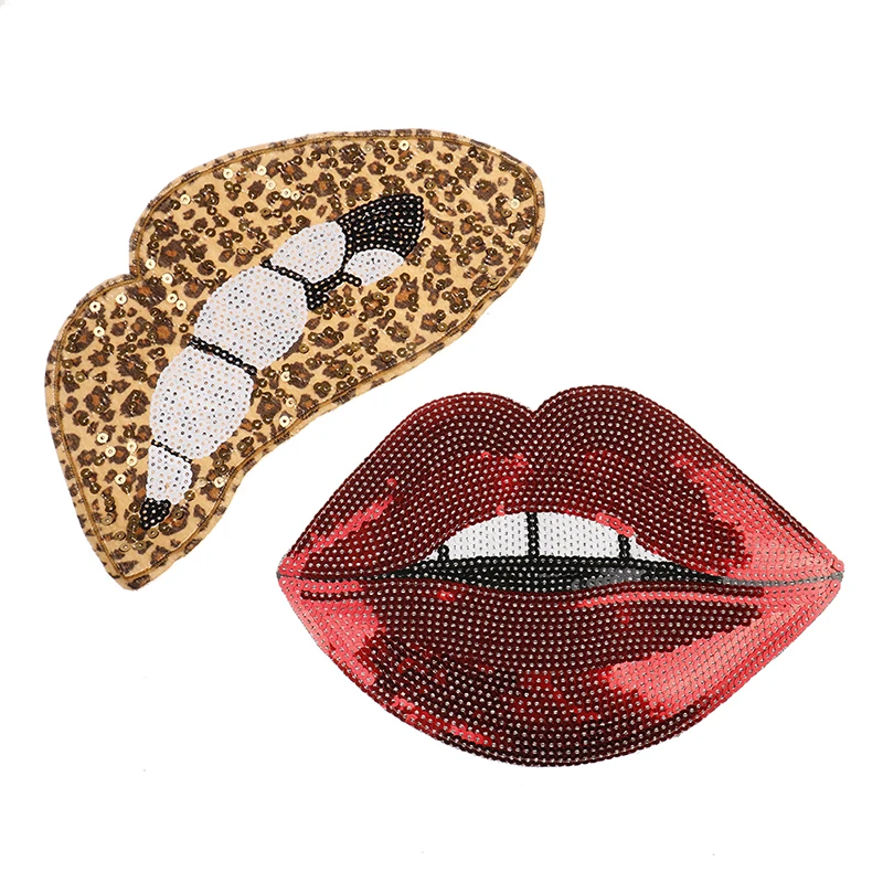 NEW DIY SEXY Lips Sequin Patch Iron On Fabric Sticker For Clothes Badge Embroidered Appliques Wholesale | Дом и сад