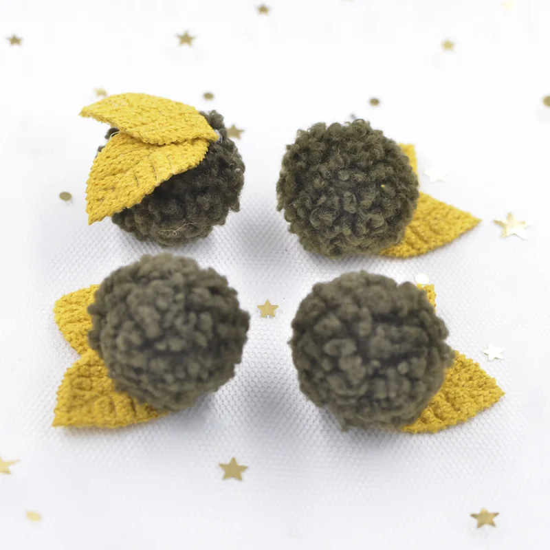 Olive Green-5pcs Лист палочка на плюшевых шариках патчи для одежды, шляпы, сумки, шерстяные перчатки, носки, леггинсы орнамент аппликация аксессуары S70 - Цвет: Olive Green-5pcs
