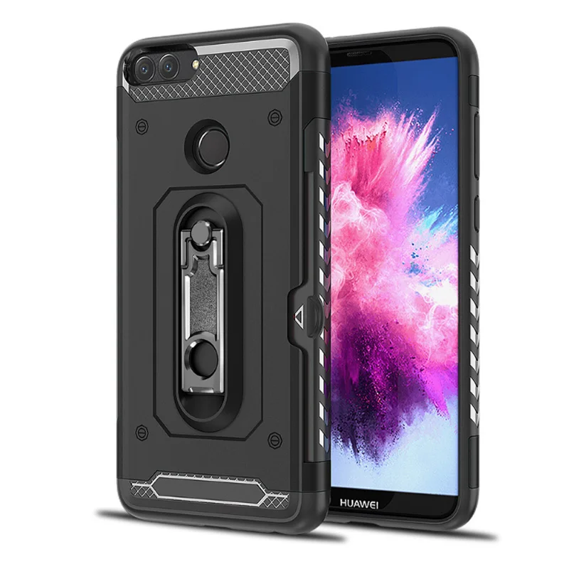 Шок Зондского 360 Жесткий Броня противоударный чехол для huawei P Smart Case держатель