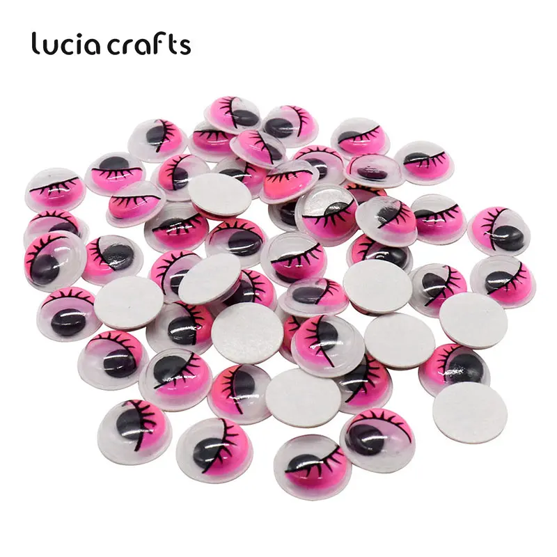 Lucia crafts 50 шт. 10 мм с ресницами Googly Wiggly Eyes самоклеящиеся пластиковые глаза скрапбук для кукольных игрушек аксессуары K0805 - Цвет: Rose red 50pcs