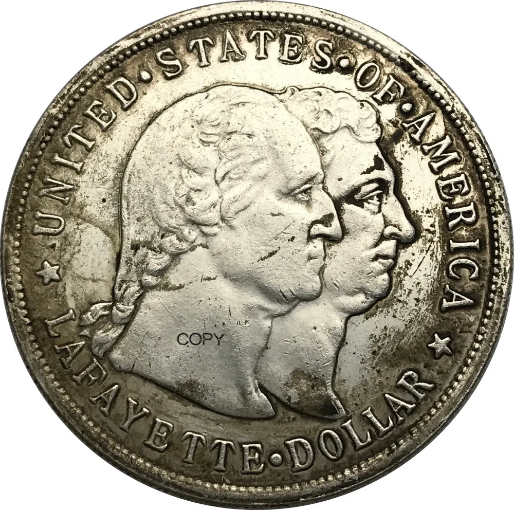 

United States Of America 1 Dollar Lafayette 1900 Brass Plated Silver Copy Coins