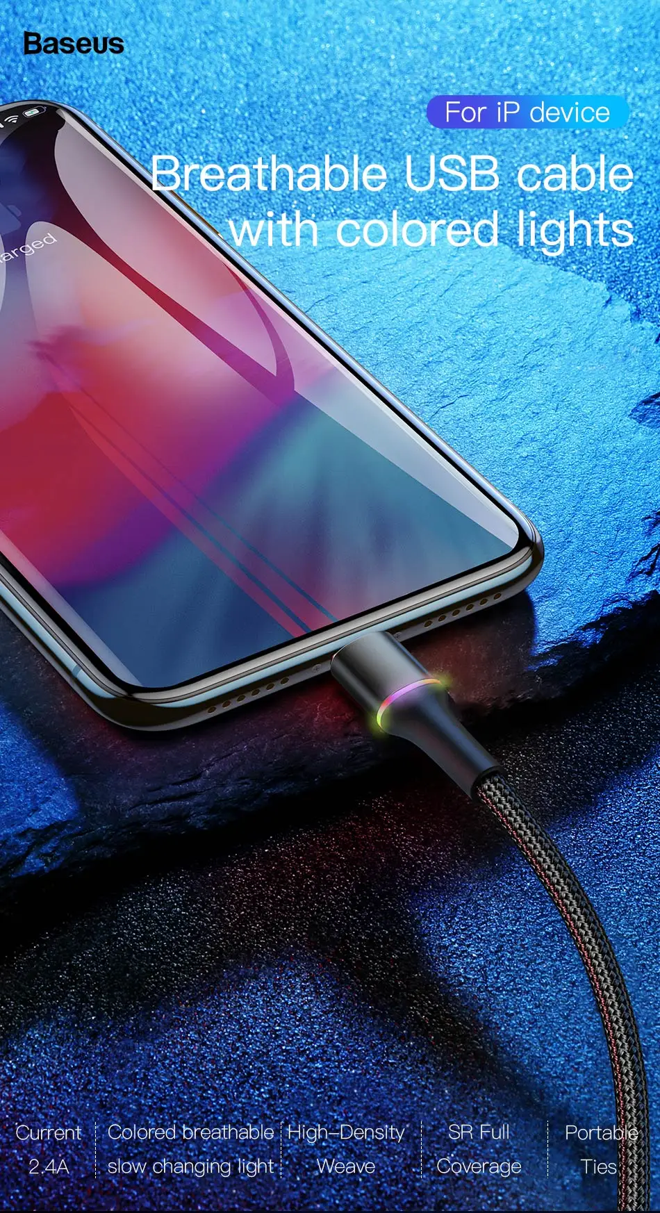 Baseus USB кабель для iPhone, зарядное устройство, быстрая зарядка данных, кабель для мобильного телефона для iPhone Xs Max Xr X 8 7 6 6S 5 5S Se iPad, провод
