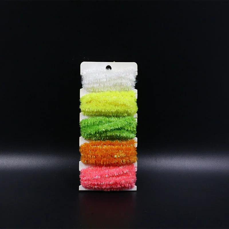 5 bright colors card Королевский набор Sissi 5 цветов, завязывание мушек, ледяная шенилловая пряжа, 5 ярдов, карточка, кактус, блестящая синель, морская муха, материалы для завязывания мух - Цвет: 5 bright colors card