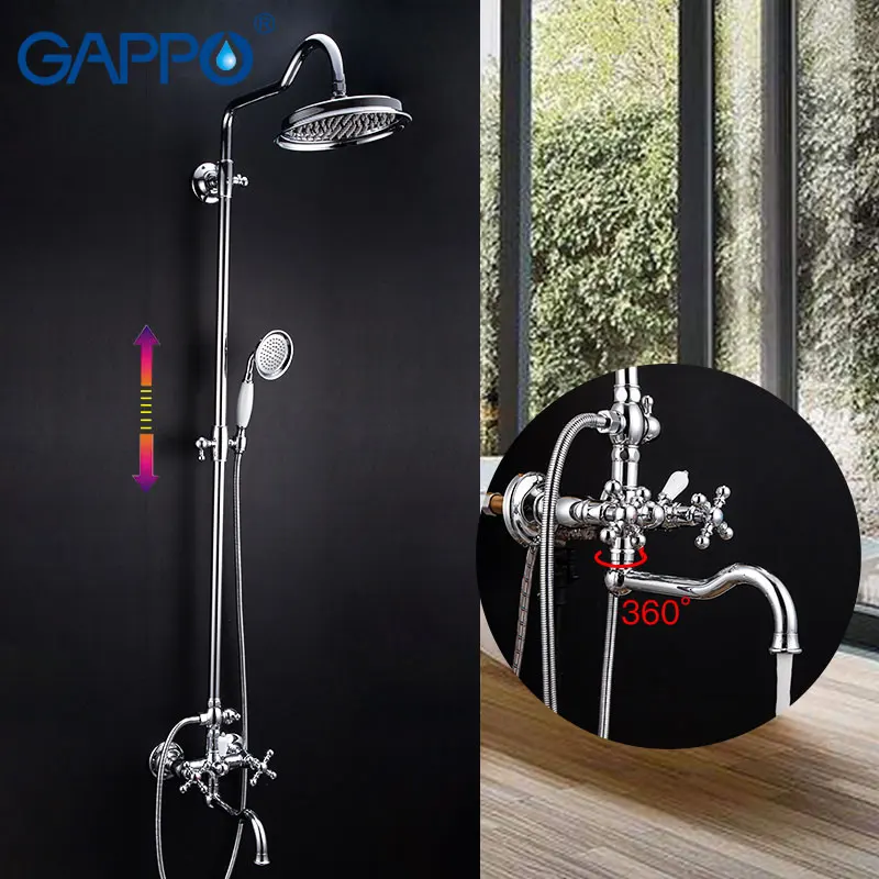 

GAPPO Shower Faucet bathroom shower set wall taps Brass showering waterfall faucet mixer hand shower rain shower system