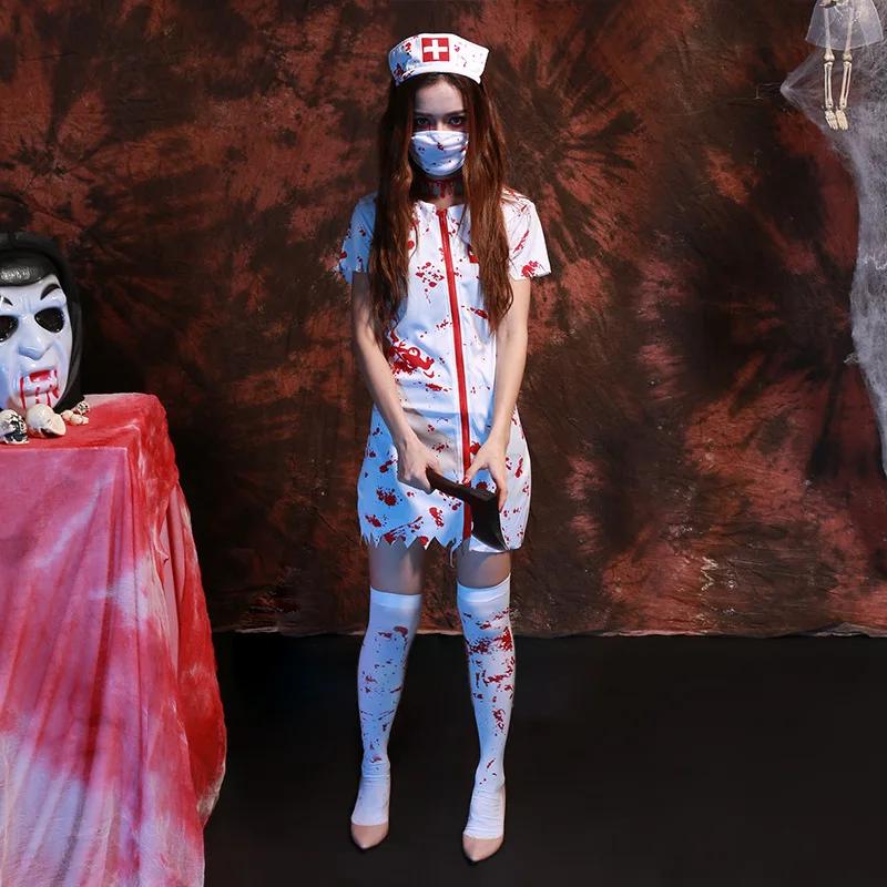 Новое поступление женские костюмы на Хэллоуин Rolecos бренд кровавая медсестра 2016