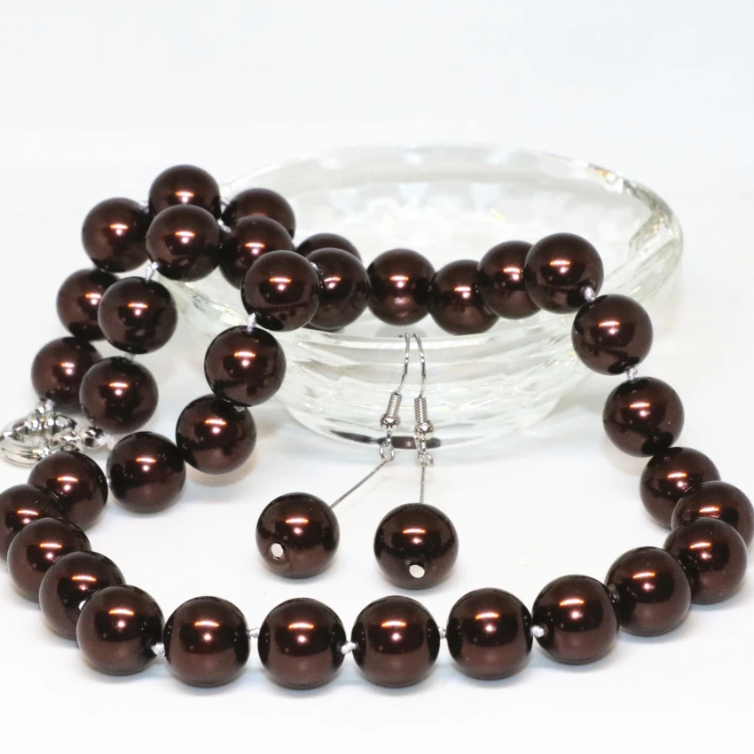 Имитация жемчуга ракушка европейский и американский стиль шоколад 12 мм круглые