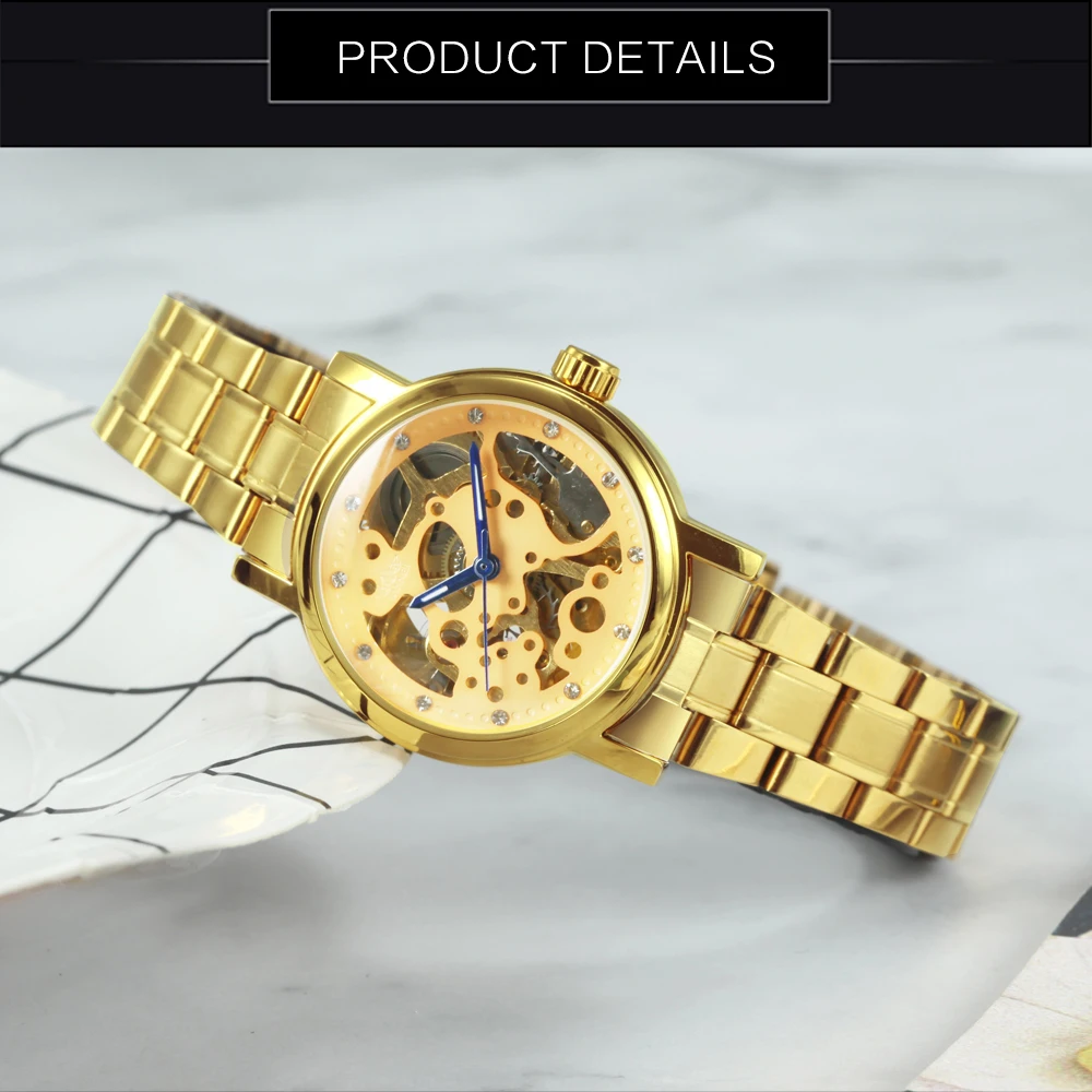 Часы-скелетоны WINNER женские механические брендовые Роскошные элегантные