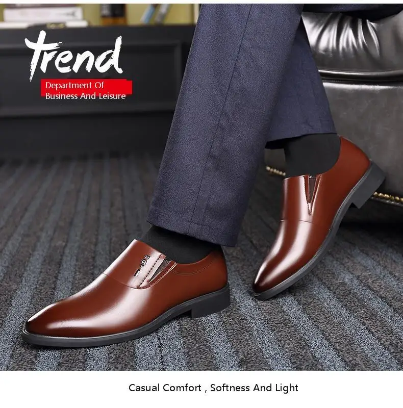 QZHSMY Increase Men Dress Italian Shoes Black Slip-on Man Shoes Leather Genuine Spring Autumn