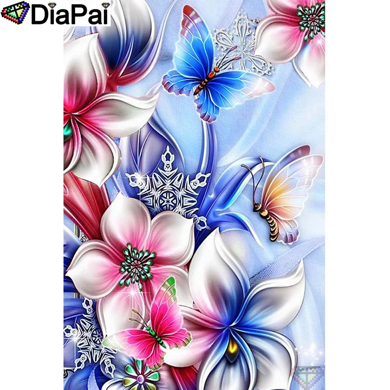 

DIAPAI 100% Full Square/Round Drill 5D DIY Diamond Painting "Flower butterfly" Diamond Embroidery Cross Stitch 3D Decor A21021