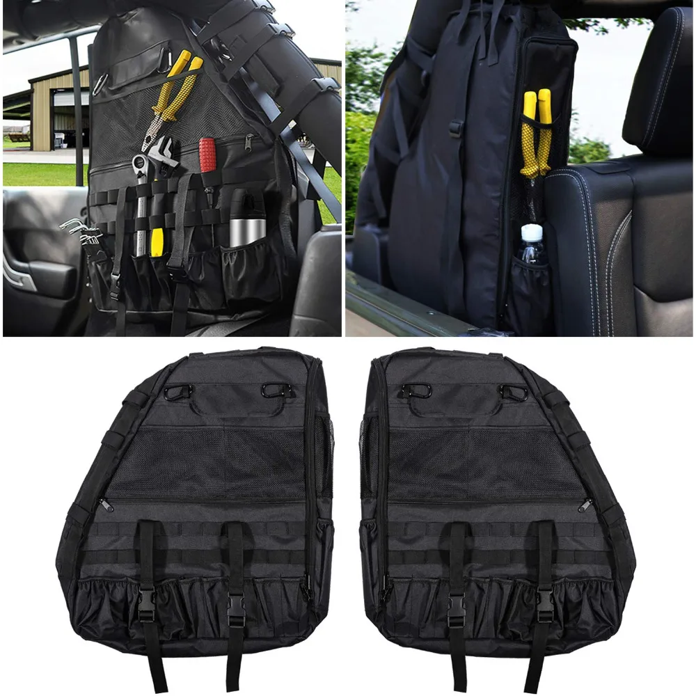 

Chuang Qian 2X Outdoor Roll Bar Tool Storage Bag Multi-Pockets Saddlebag Organizers Cargo for 2018 2019 Jeep Wrangler JL 4 Door
