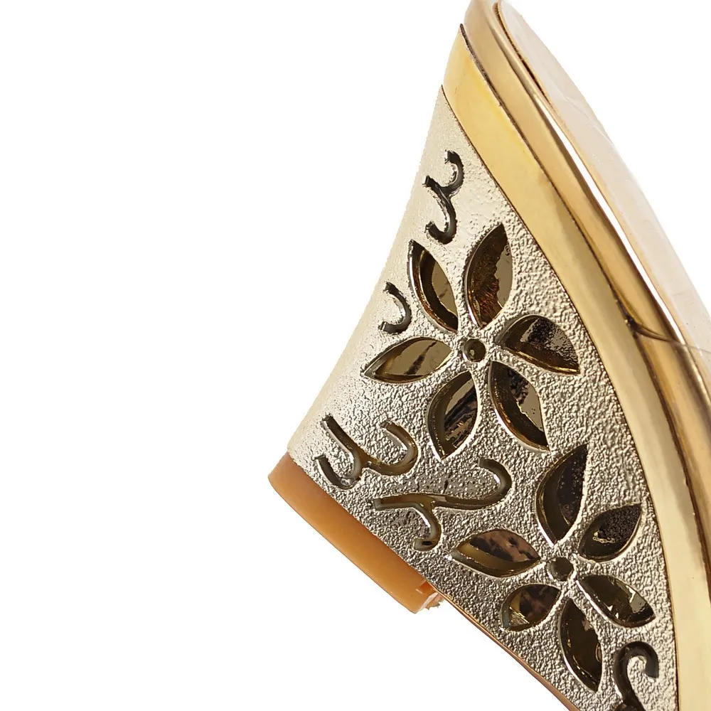 2018 тапочки на высоком каблуке с каблуком женские шлёпанцы танкетке прозрачная