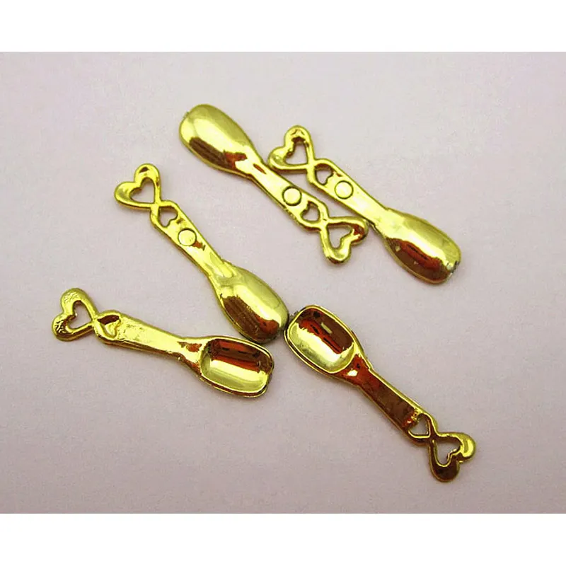 50 шт./лот Мини Золотая Милая ложка для украшения своими руками миниатюрная модель