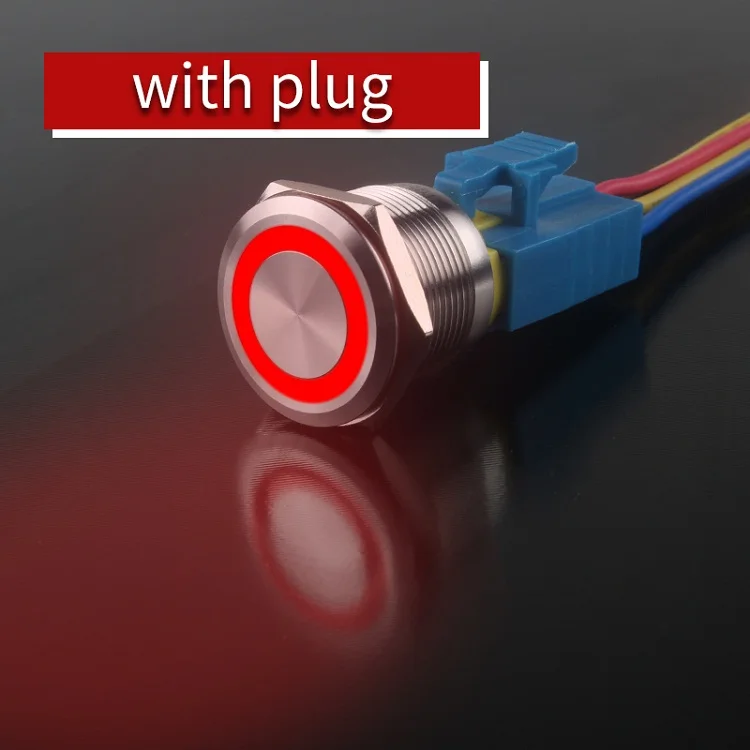 red 22 мм 6 контактов водостойкий кнопочный переключатель Selflocking/мгновенная кнопка с В 24 В красный синий зеленый желтый кольцо светодио дный светодиодный свет - Цвет: red