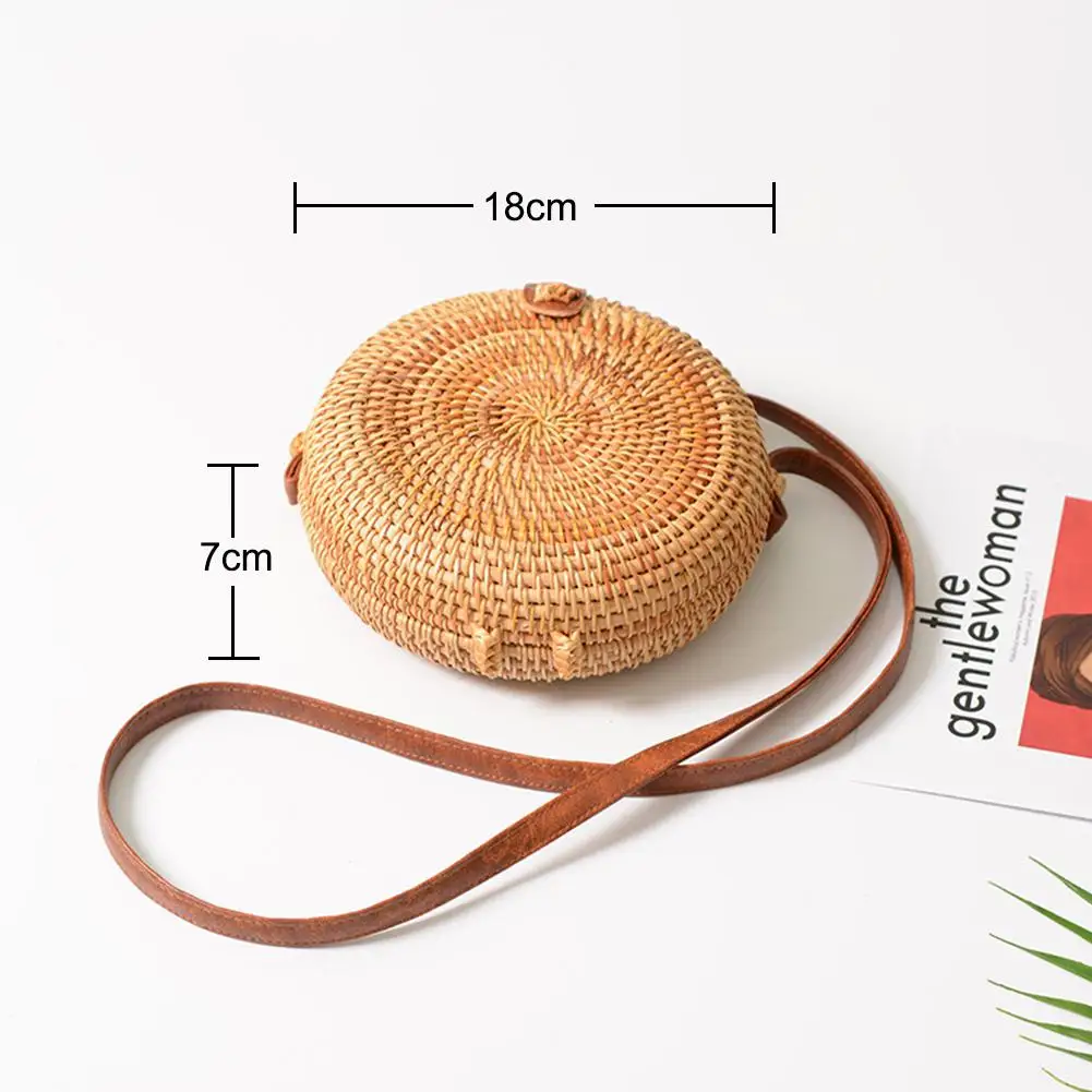 Балийский натуральный круглый ротанговый мешок Летняя Пляжная сумка через плечо