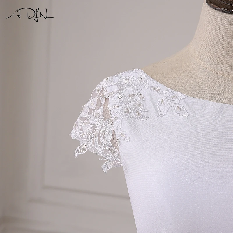 ADLN New Long White Mermaid Wedding Dresses Cheap Scoop Neck Open Back Beach Boho Wedding Gowns Court Train Robe De Mariage