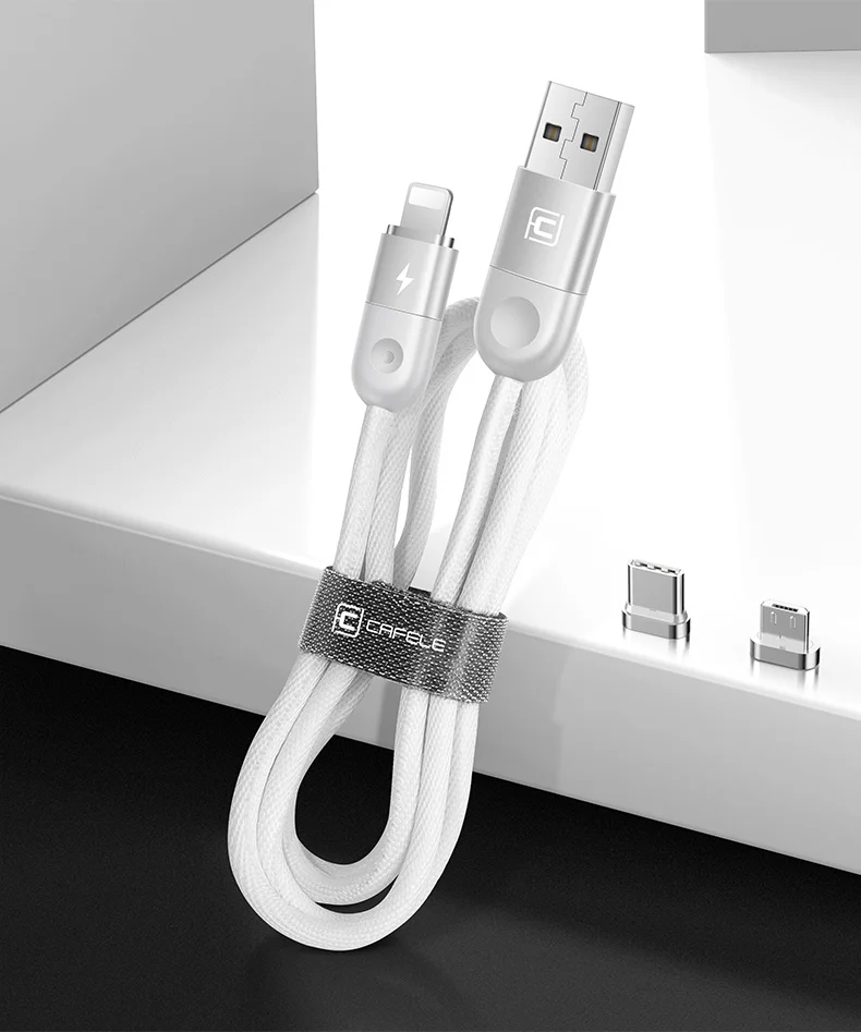 CAFELE, кабель для быстрой зарядки, usb type-C, светодиодный светильник, магнитное зарядное устройство USB для iPhone, samsung, huawei, Xiaomi, синхронизация данных