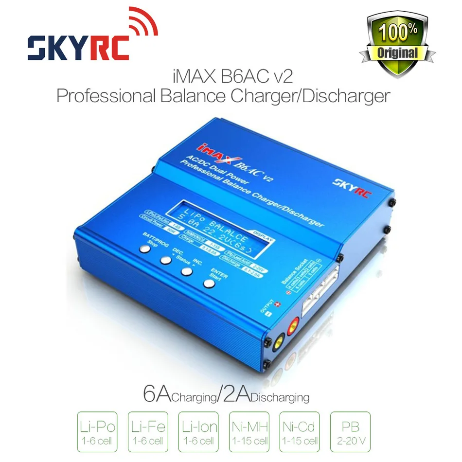 SKYRC iMAX B6AC V2 6A липо ЖИЗНЬ LiIon ЖК дисплей Дисплей Батарея баланс Зарядное