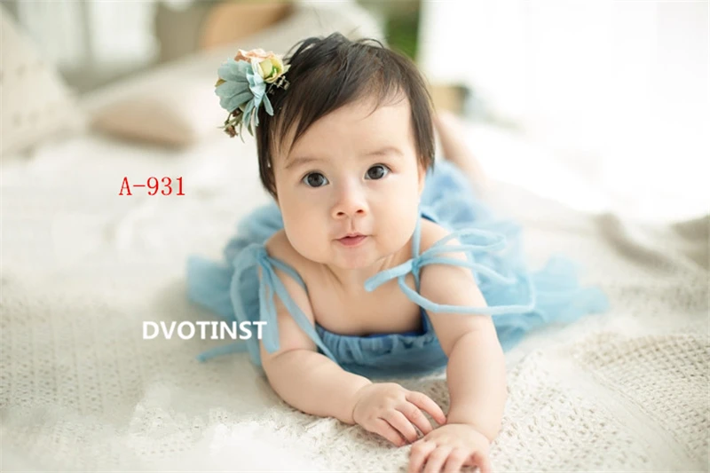 Dvotinst Baby Girls Photography Props Tutu Flora Dresses+Headband Set for 3-4M Fotografia Wedding Party Studio Shoots Photo Prop | Детская