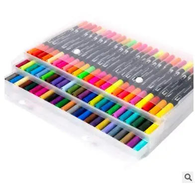 Двусторонний фломастер для рисования акварелью 100 цветов|brush marker pens|art penbrush |