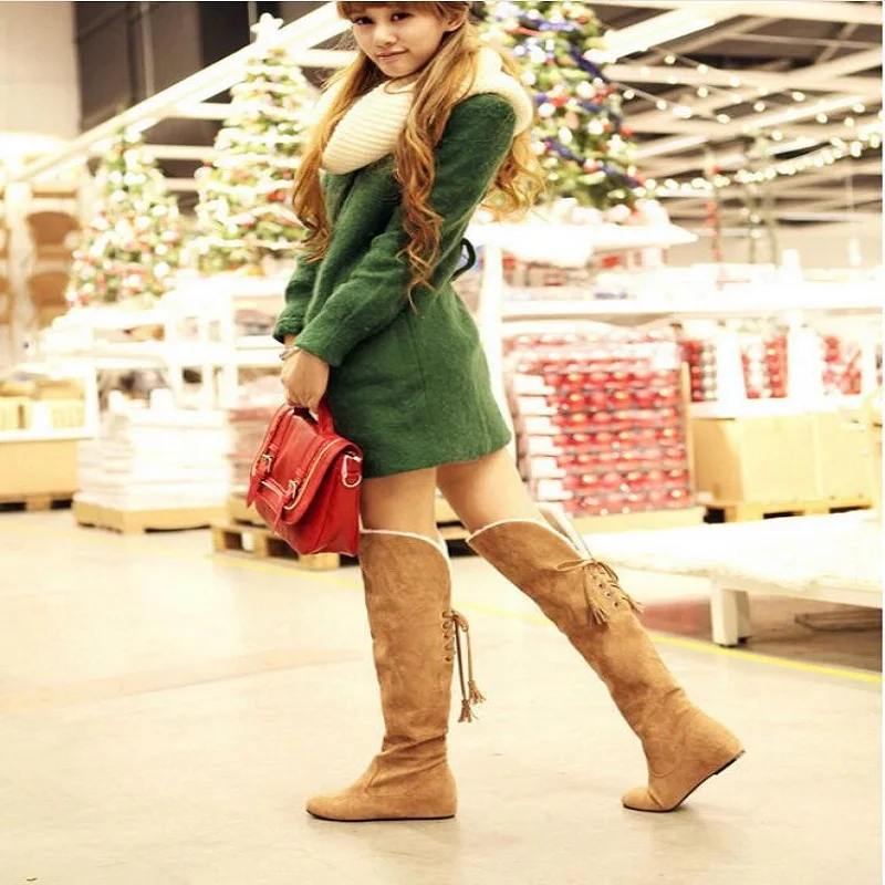 Популярные Замшевые женские сапоги в европейском и американском стиле зимние на