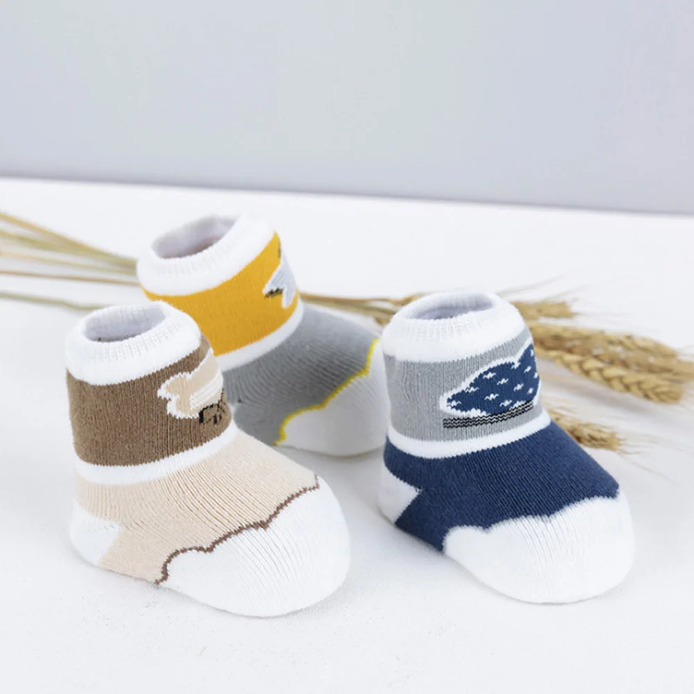 Зимние и весенние теплые мягкие Нескользящие Детские носки для новорожденных 3