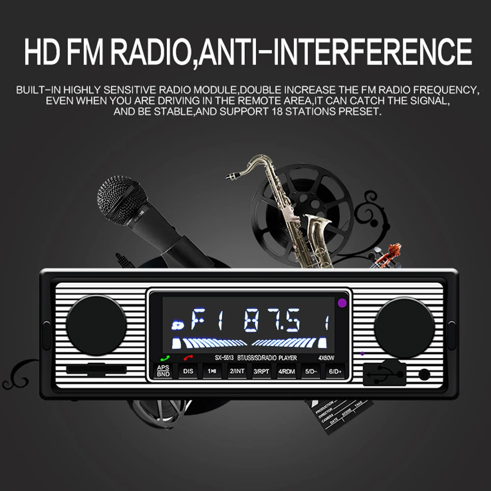 AMPrime аудио стерео USB FM Радио MP3 плеер Bluetooth динамик кардридер флеш накопитель 1 Din