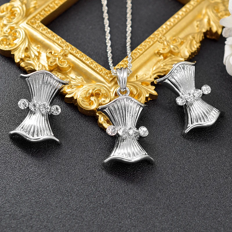 Sunny Jewelry Винтажные Ювелирные наборы для женщин колье серьги кулон кубический