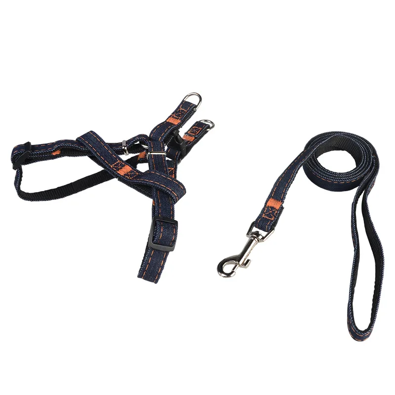Black Harness Джинсовый ошейник для собак, набор поводков для собак, прочные ошейники и ремни для маленьких собак, поводки для щенков чихуахуа, аксессуары для домашних животных - Цвет: Black Harness