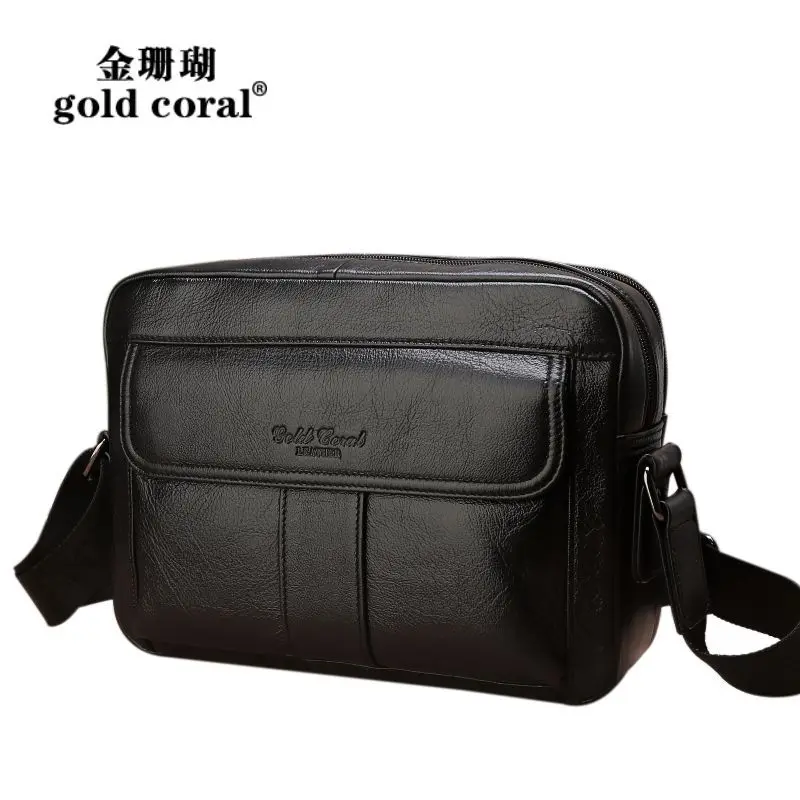 

GOLD CORAL Genuine Leather Men Bags Handbags Messenger Bags For Man Travel Shoulder Bag Male Business Crossbody Bag Tote Purse