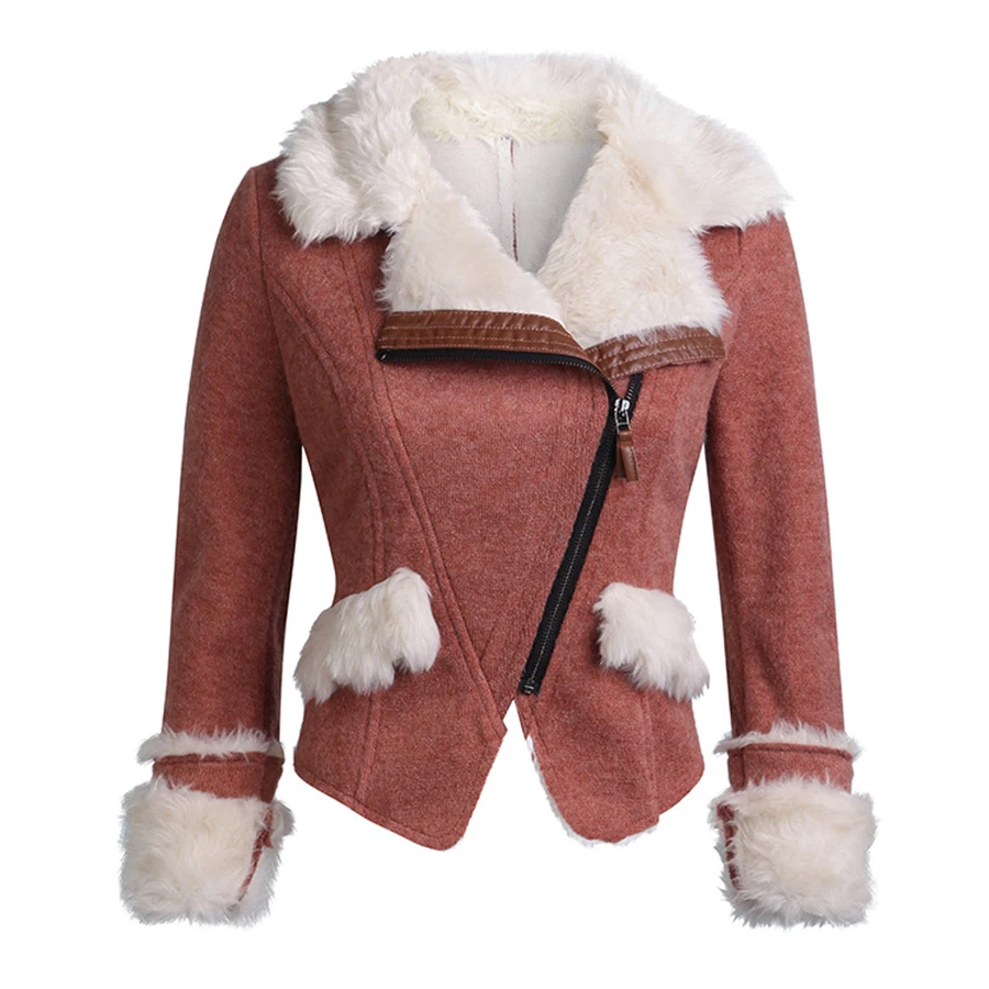 Женское замшевое пальто с длинным рукавом теплая Повседневная куртка на осень