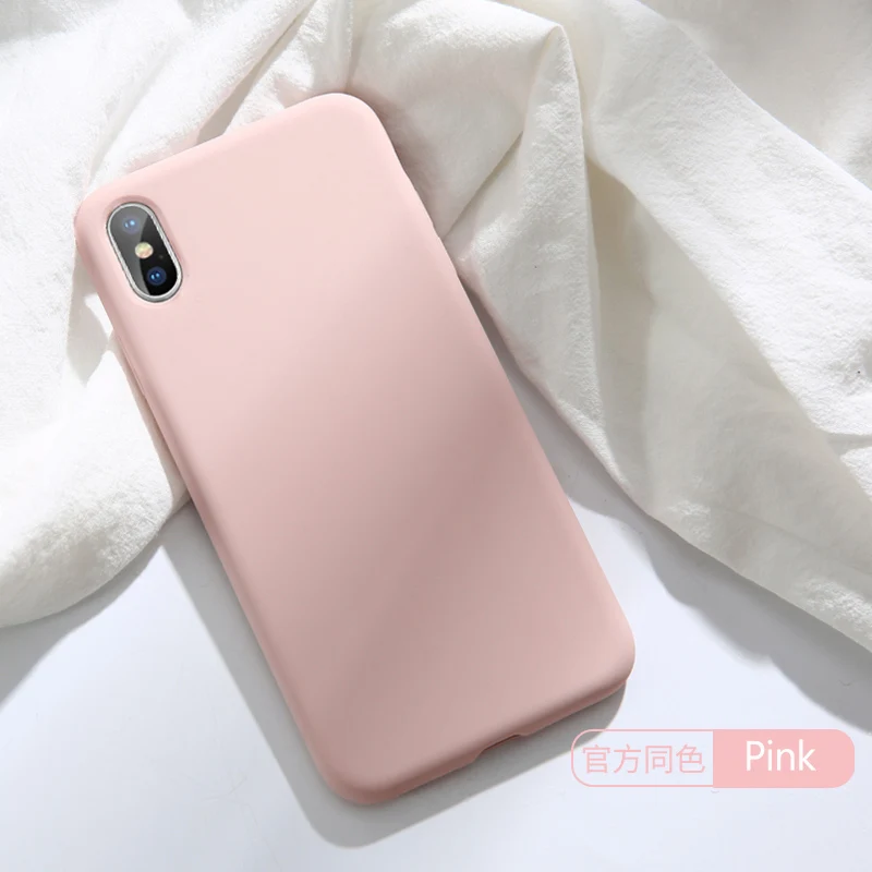 Light Pink Обновленный жидкий силиконовый чехол для iPhone 6, 6 S, 7, 8 Plus, X, XS, MAX, XR, 11 Pro, однотонный Мягкий силиконовый чехол-бампер - Цвет: Light Pink