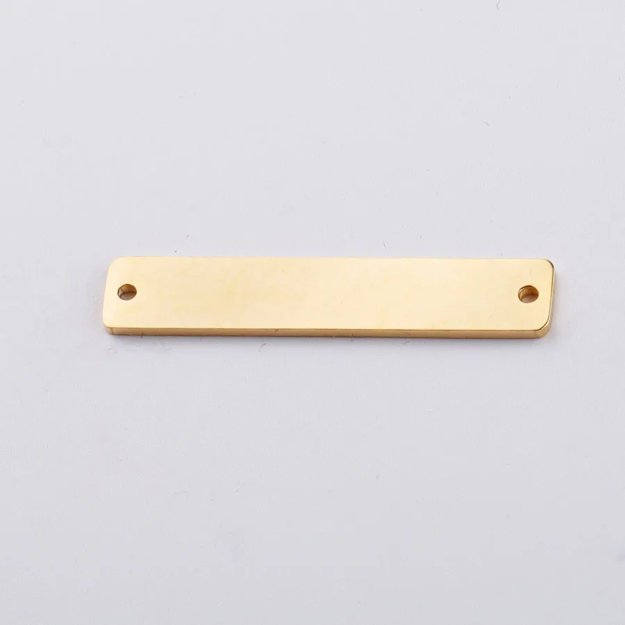 6x32 gold two hole Fnixtar прямоугольник тег бар Пустые Подвески Разъем зеркальная полировка Нержавеющая сталь DIY тиснение слова логотип кулон 6x32 мм 20 шт./лот - Окраска металла: 6x32 gold two hole