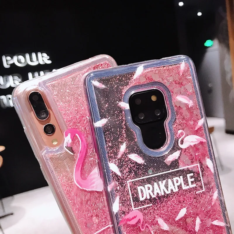 Фламинго цветочный КИТ Блестящий Жидкий чехол для Huawei Honor View 10 20 6C Pro 8 9 Lite 5X 6X 7X 8X Max