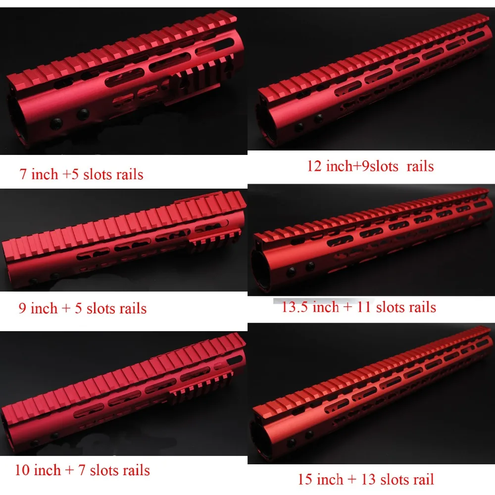 

TriRock 7'' 9'' 10'' 12'' 13.5'' 15'' Red Free Float Rail Mount Keymod Handguard Steel Barrel Nut Rail Fit AR-15 / .223 /5.56