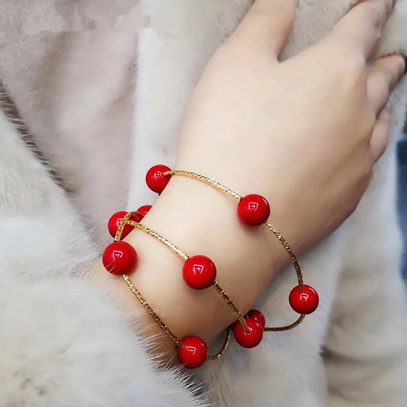 2019 ручная работа браслет из бусин женский красный жемчуг Многослойные браслеты