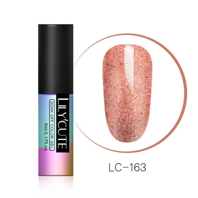 LC-163 LILYCUTE Блестящий Гель-лак для ногтей 5 мл замачиваемый УФ гель для ногтей лак Полупостоянный гель лак праймер маникюрный лак - Цвет: LC-163
