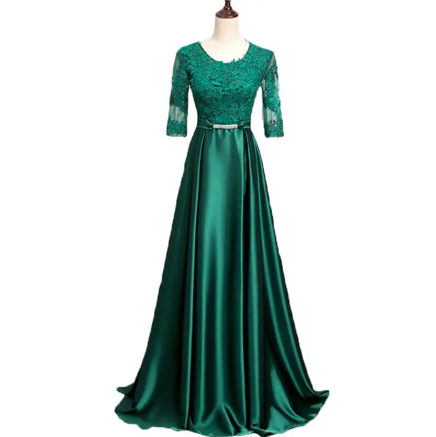 emerald green Новинка из кружева, с вырезом на шее платье из тафты с короткими рукавами трапециевидной формы розового цвета Бургундия Королевский синий цвет слоновая кость цвета: серебряный, серый, золотой, изумрудно-зеленый платье для невесты - Цвет: emerald green