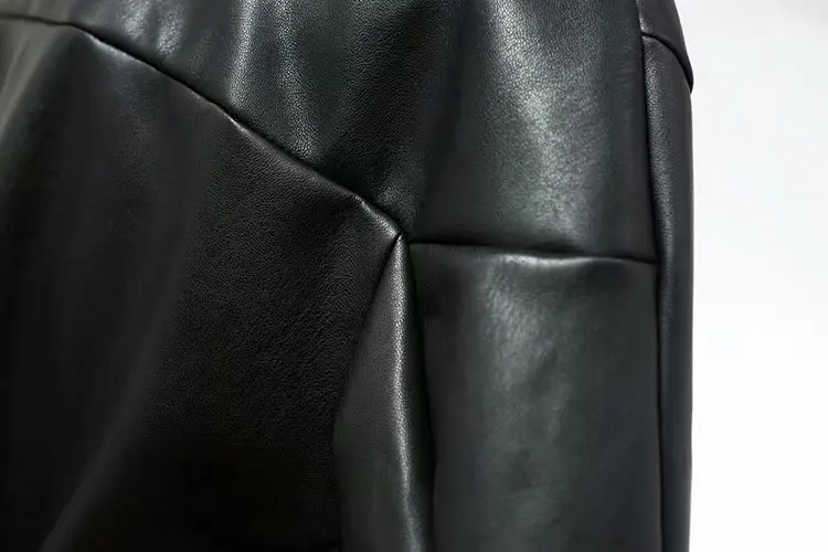 Для женщин Стильный искусственная кожа куртка с поясом галстук бабочка