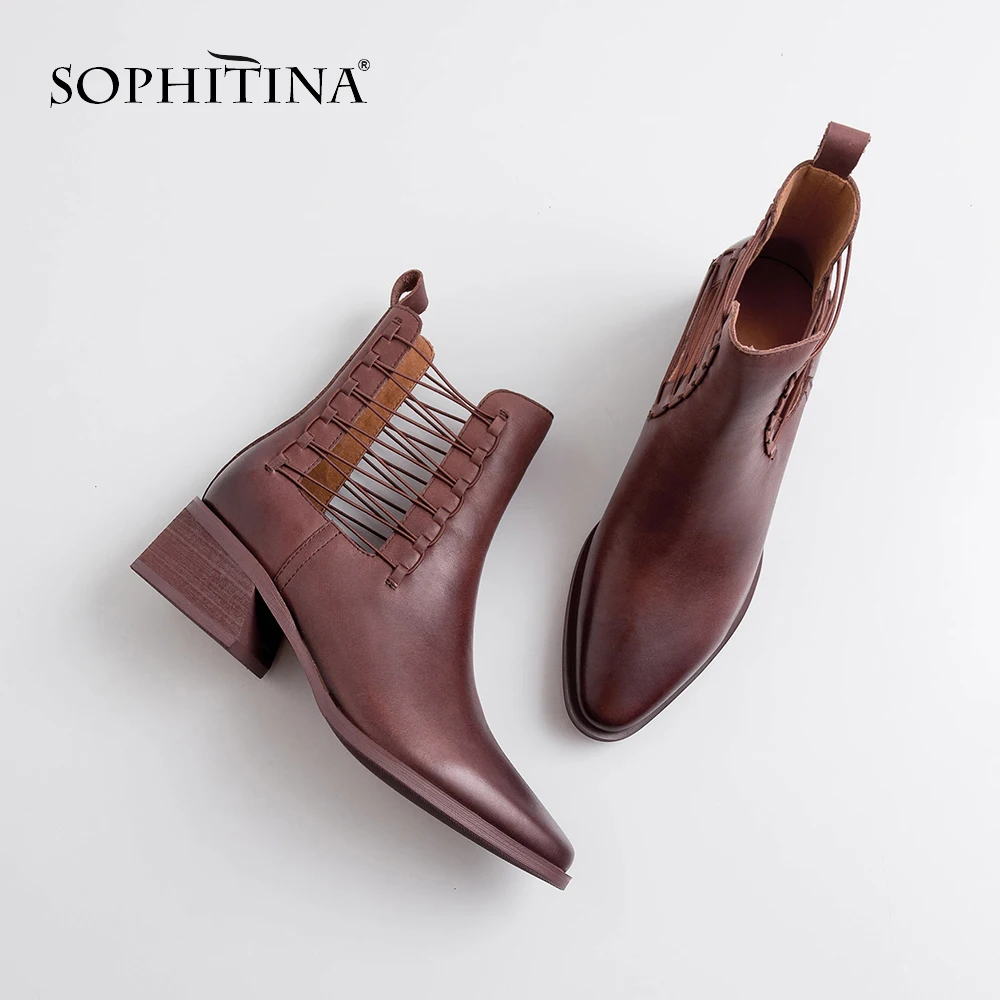 SOPHITINA/Новые Модные женские ботинки из натуральной кожи с острым носком Сезон