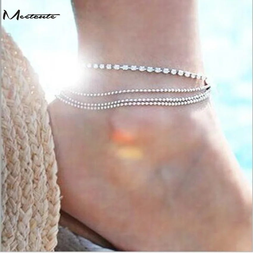 Meetcute 2 шт./лот новые модные ювелирные браслеты кристалл браслет Cheville босиком