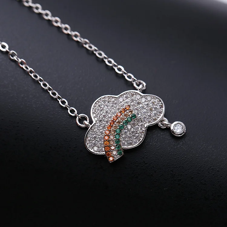 Ожерелье SWOUR из белого золота с фианитами женское модное ожерелье милой радугой в