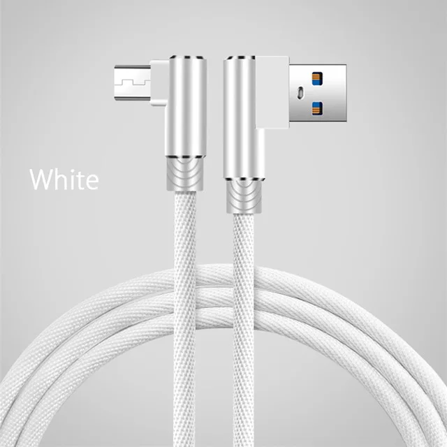 White Ocube Micro Usb кабель 90 градусов Usb кабель 1 м 2 м 3 м для samsung S7 S6 2.4a Быстрая зарядка для huawei Xiaomi Redmi 7 кабели для планшетов - Тип штекера: White