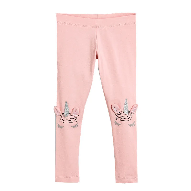W1172 pink unicorn Jumping meter/От 2 до 7 лет узкие брюки с рисунком единорога для маленьких девочек; Лидер продаж; розовые хлопковые леггинсы; Новая весенне-осенняя одежда - Цвет: W1172 pink unicorn