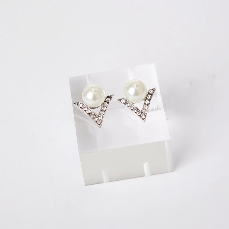 Серьги гвоздики женские с искусственным жемчугом и кристаллами|fashion stud earrings|stud