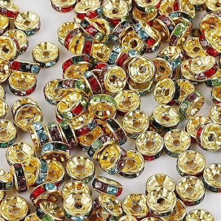 Gold 01 50 шт. золотого и серебряного цвета Стразы Rondelles кристалл свободный разделитель бисер бусины ручной работы одежда/сумки украшения для самодельного изготовления поставки - Цвет: Gold 01