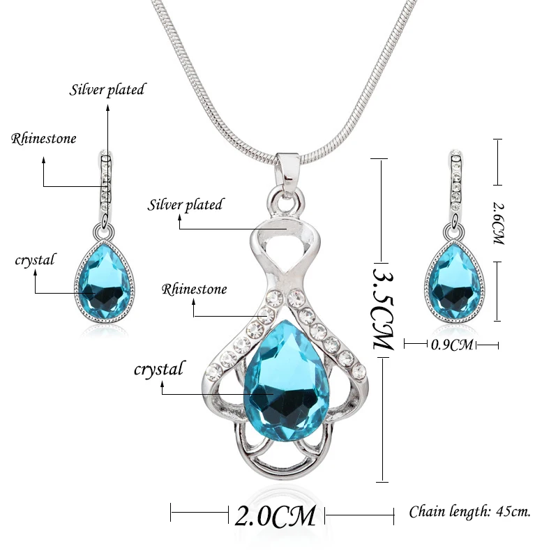 Комплект из колье и серёг с кристаллами 7 цветов | Украшения аксессуары